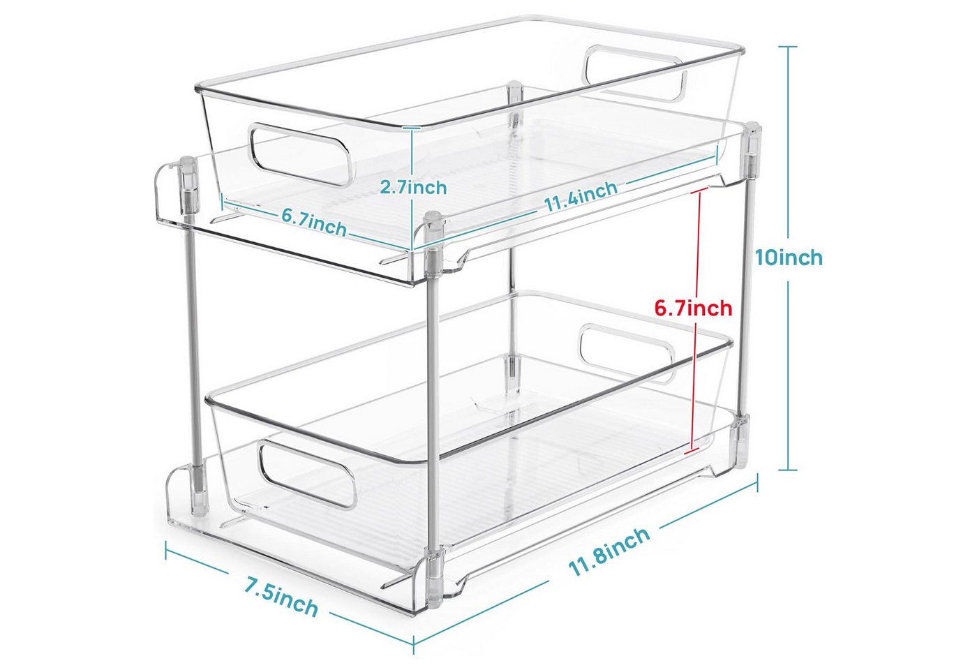 TUWENA Organizer Multifunktionale Spülschrank, Doppelschicht Unterschrank Schließfach (2 St), für Spüle, Küche, Badezimmer – Bild 5 von 5
