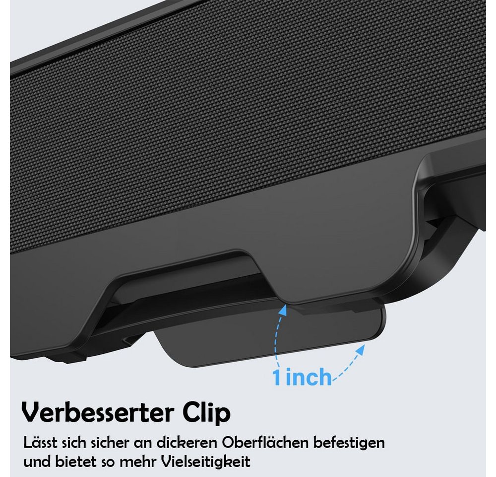 TUWENA PC-Lautsprecher mit USB Plug-and-Play, Bass Speaker mit Monitor Klemme PC-Lautsprecher (One-Touch-Stummschaltmikrofon, Stereo und Bass, kompatibel Mac, L – Bild 5 von 5