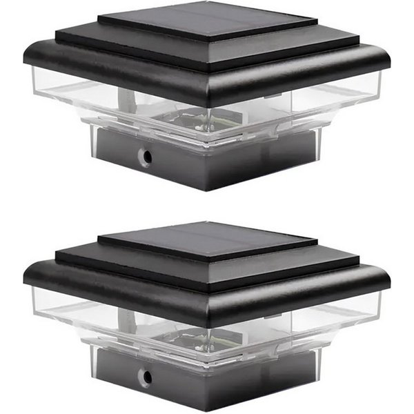 TUWENA Pfostenkappe 2 PCS Solar Pfostenkappen Licht Pfostenleuchte Außen Zaunpfosten Lampe (2 St), IP65 Wasserdicht für hölzerne Pfosten, Patio, Zaun beleuchtun