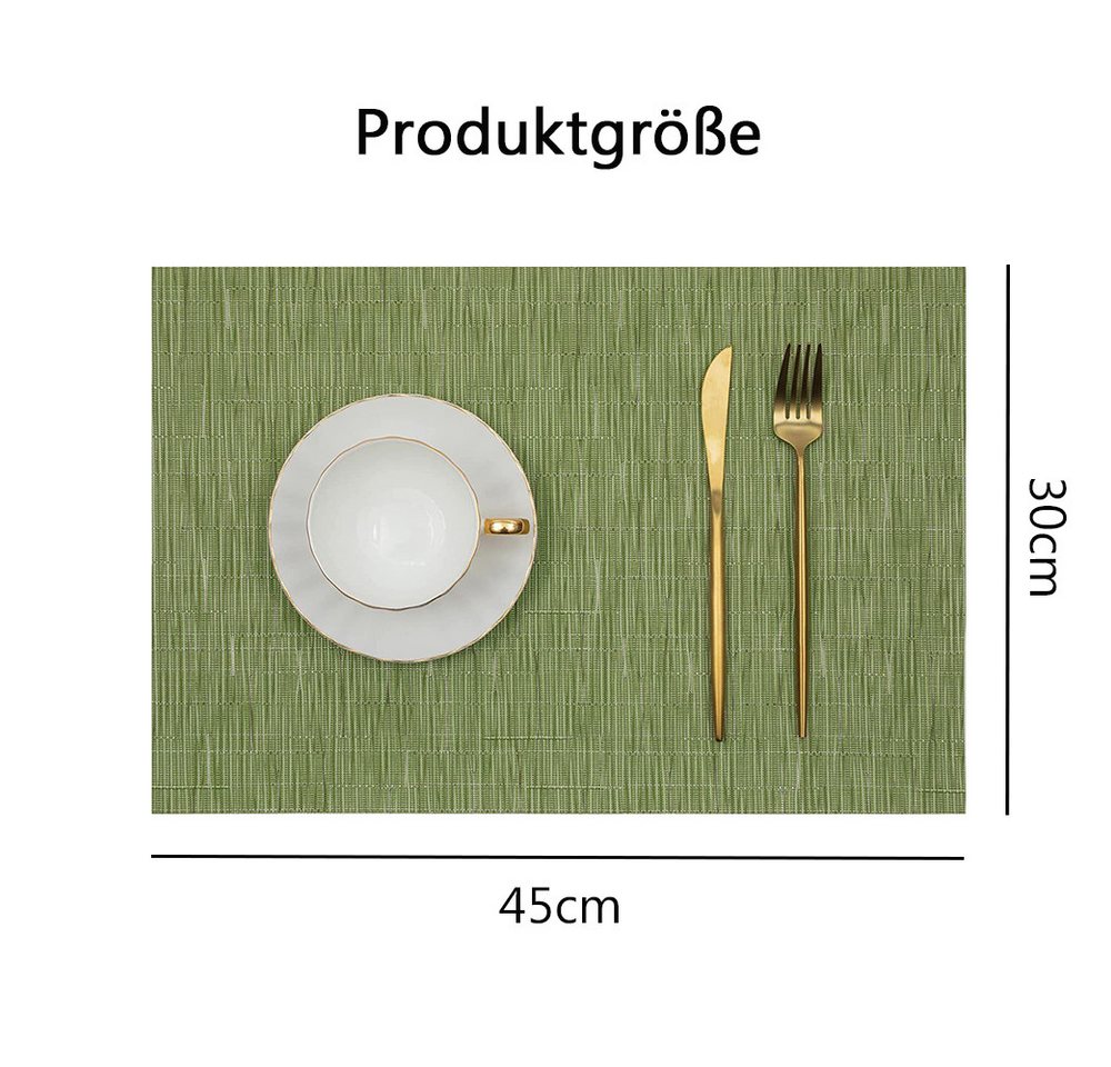 TUWENA Platzset Tischsets Abwaschbar 6er Set, Rutschfest Hitzebeständig Platzdeckchen, Vinyl Platzdeckchen für Küche Speisetisch Hotel, Platzmatten 30x43.5cm – Bild 2 von 5