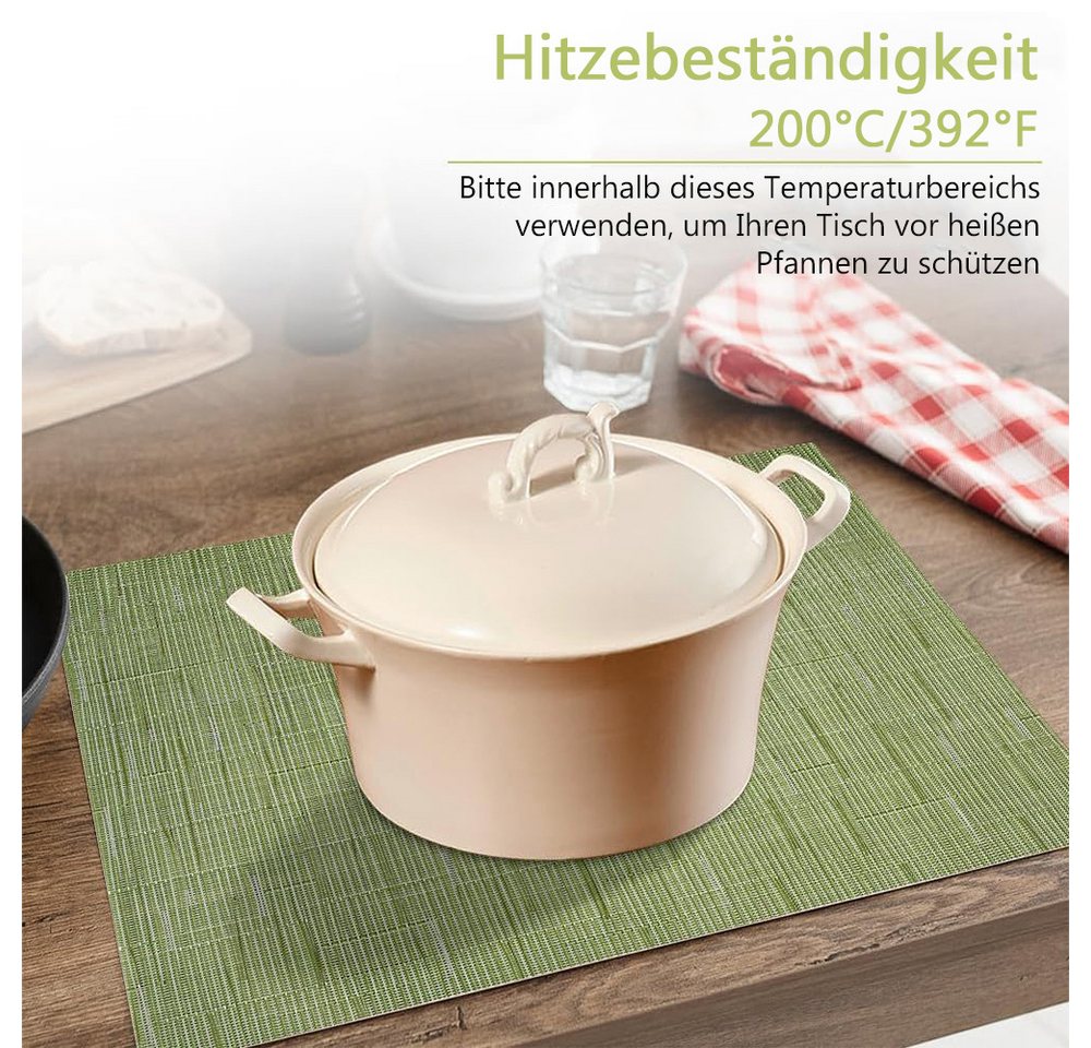 TUWENA Platzset Tischsets Abwaschbar 6er Set, Rutschfest Hitzebeständig Platzdeckchen, Vinyl Platzdeckchen für Küche Speisetisch Hotel, Platzmatten 30x43.5cm – Bild 4 von 5