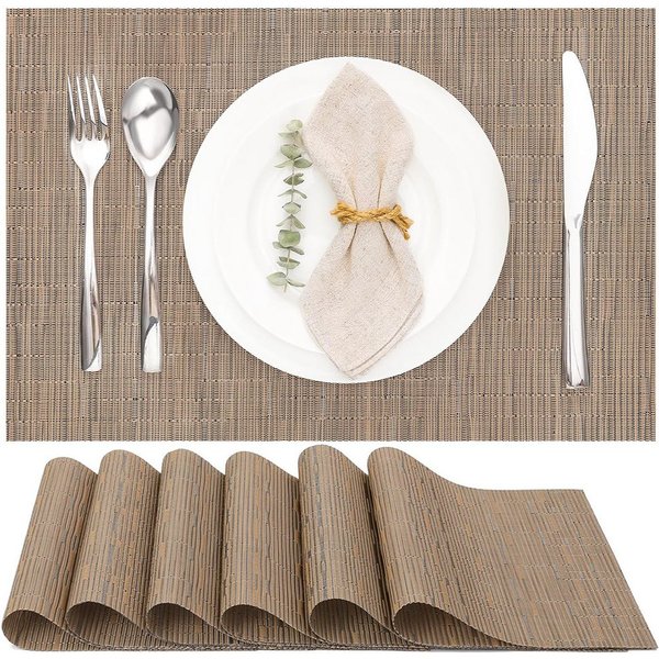 TUWENA Platzset Tischsets Abwaschbar 6er Set, Rutschfest Hitzebeständig Platzdeckchen, Vinyl Platzdeckchen für Küche Speisetisch Hotel, Platzmatten 30x43.5cm