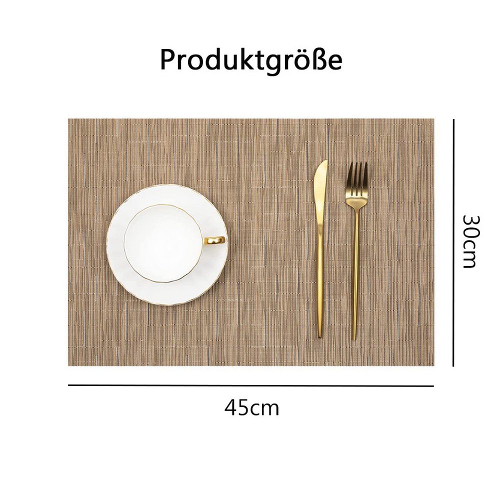 TUWENA Platzset Tischsets Abwaschbar 6er Set, Rutschfest Hitzebeständig Platzdeckchen, Vinyl Platzdeckchen für Küche Speisetisch Hotel, Platzmatten 30x43.5cm – Bild 2 von 5