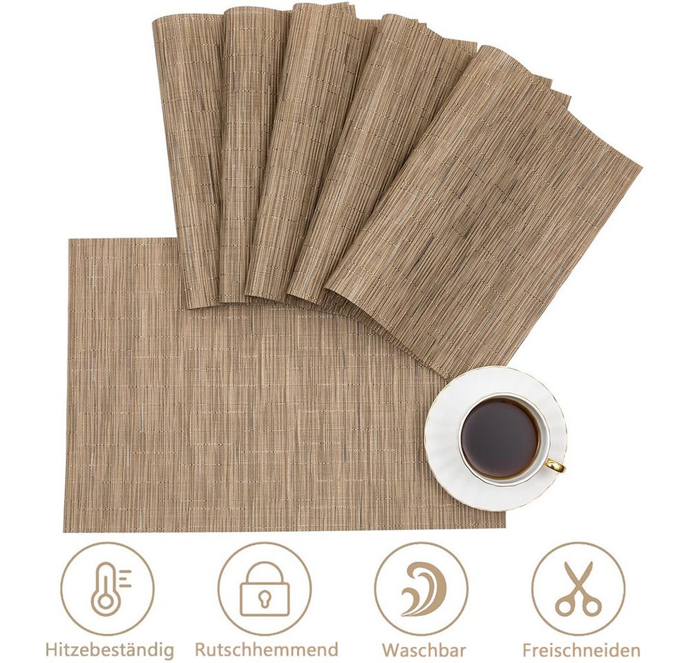 TUWENA Platzset Tischsets Abwaschbar 6er Set, Rutschfest Hitzebeständig Platzdeckchen, Vinyl Platzdeckchen für Küche Speisetisch Hotel, Platzmatten 30x43.5cm – Bild 3 von 5