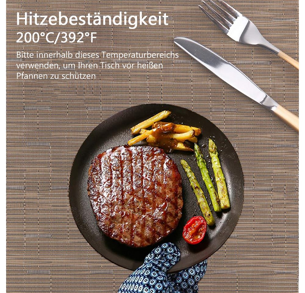 TUWENA Platzset Tischsets Abwaschbar 6er Set, Rutschfest Hitzebeständig Platzdeckchen, Vinyl Platzdeckchen für Küche Speisetisch Hotel, Platzmatten 30x43.5cm – Bild 4 von 5