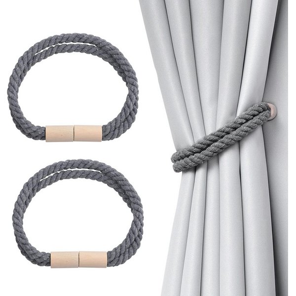 TUWENA Raffhalter 2 Stück Magnetische Vorhang Raffhalter aus Holz,Gardinen Raffhalter, Vorhanghalter für Zuhause und Büro, Fenstervorhänge