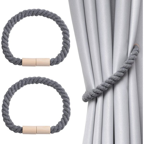 TUWENA Raffhalter 2 Stück Magnetische Vorhang Raffhalter aus Holz,Gardinen Raffhalter, Vorhanghalter für Zuhause und Büro, Fenstervorhänge