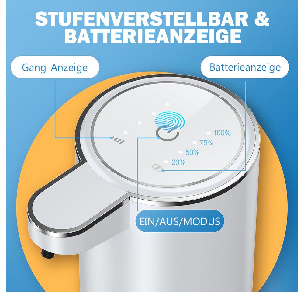 TUWENA Seifenspender Seifenspender Automatisch, 380ml Elektrischer Seifenspender mit Sensor, Wiederaufladbar Seifenspender, IPX5 Wasserdicht für Badezimmer Küch – Bild 3 von 5