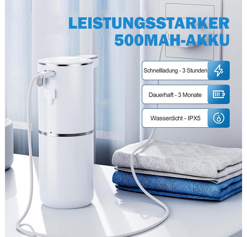 TUWENA Seifenspender Seifenspender Automatisch, 380ml Elektrischer Seifenspender mit Sensor, Wiederaufladbar Seifenspender, IPX5 Wasserdicht für Badezimmer Küch – Bild 5 von 5