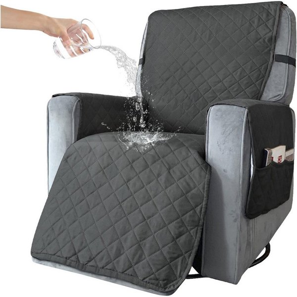 TUWENA Sesselschoner Wasserdicht Sesselschoner mit 3 Seitentaschen Bezüge Sitzkissenschutz, Verstellbarer, maschinenwaschbar, für Familien Kindern und Haustiere