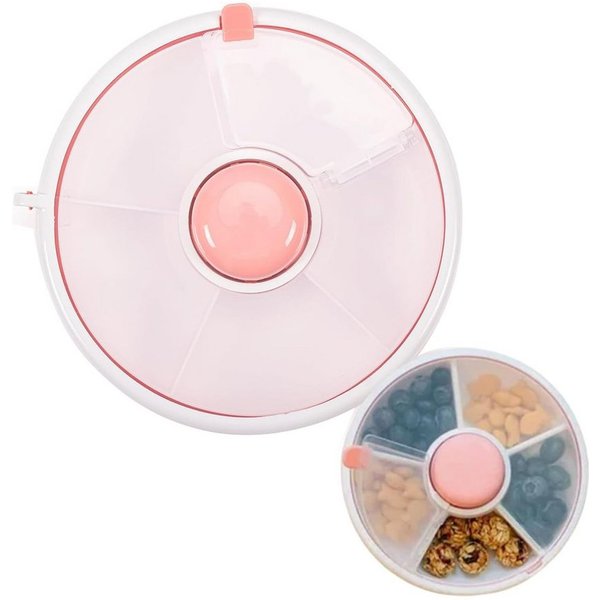 TUWENA Snackschale Snackbox mit Fächern für Kinder,Tragbare Box zum Drehen Aus Kunststoff