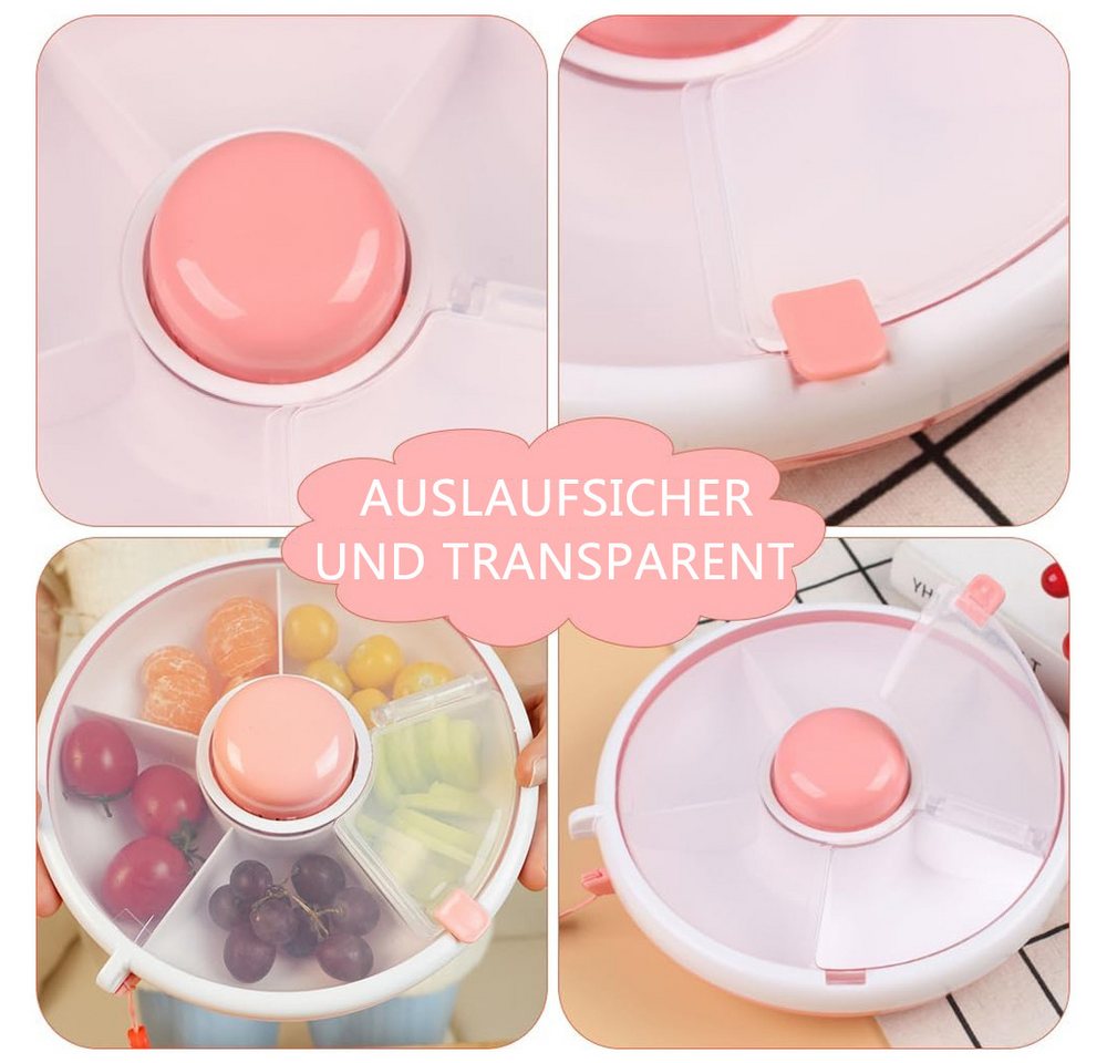 TUWENA Snackschale Snackbox mit Fächern für Kinder,Tragbare Box zum Drehen Aus Kunststoff – Bild 3 von 5