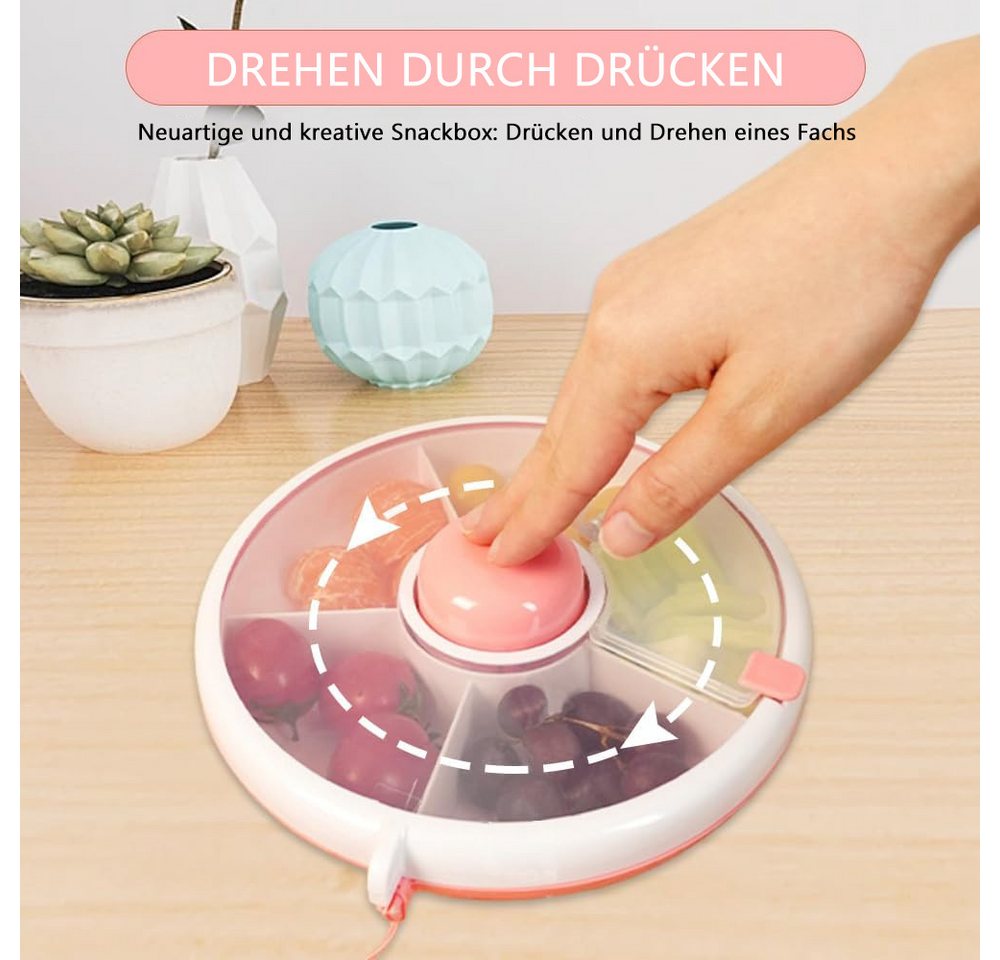TUWENA Snackschale Snackbox mit Fächern für Kinder,Tragbare Box zum Drehen Aus Kunststoff – Bild 4 von 5