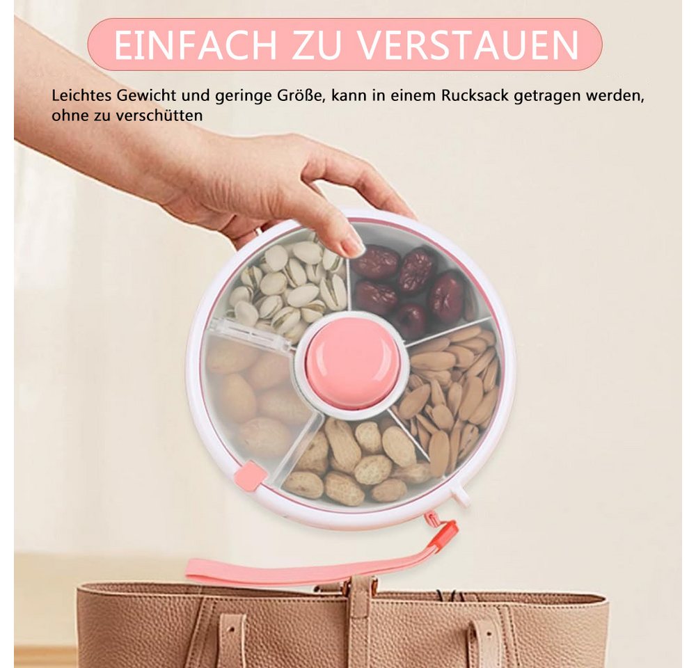 TUWENA Snackschale Snackbox mit Fächern für Kinder,Tragbare Box zum Drehen Aus Kunststoff – Bild 5 von 5