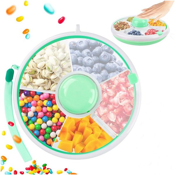 TUWENA Snackschale Snackbox mit Fächern für Kinder,Tragbare Box zum Drehen Aus Kunststoff
