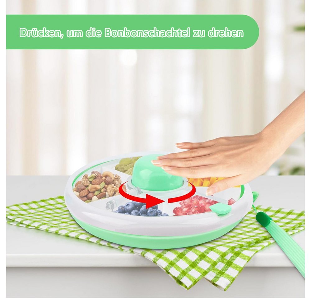 TUWENA Snackschale Snackbox mit Fächern für Kinder,Tragbare Box zum Drehen Aus Kunststoff – Bild 3 von 5