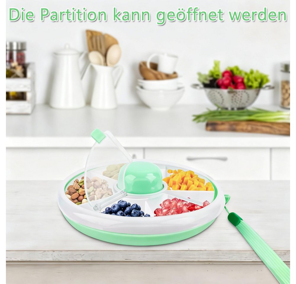 TUWENA Snackschale Snackbox mit Fächern für Kinder,Tragbare Box zum Drehen Aus Kunststoff – Bild 4 von 5