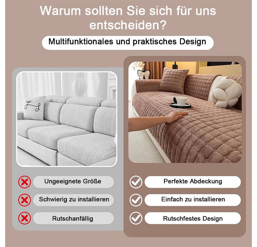 TUWENA Sofabezug Plüsch-Sofabezüge, waschbare rutschfeste Sofabezüge – Bild 3 von 5