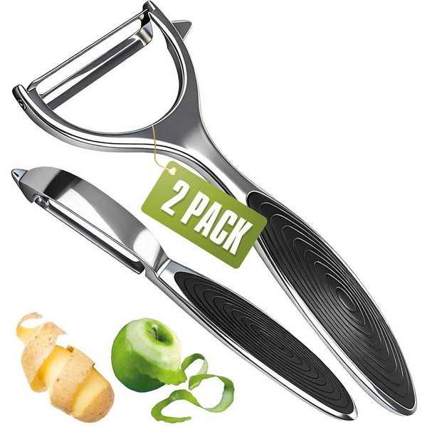 TUWENA Sparschäler 2Pcs Sparschäler Set, Edelstahl Y & I-förmiges Drehbares Gemüsemesser, Sparschäler Pendelklinge, mit rutschfesten Griff, für Gemüse & Obst