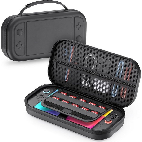 TUWENA Switch 2 Tasche Kompatibel Schutzhülle, Harte Tragetasche Hülle Case Zubehör Nintendo (mit Aufbewahrung für 10 Spiele, Konsole)