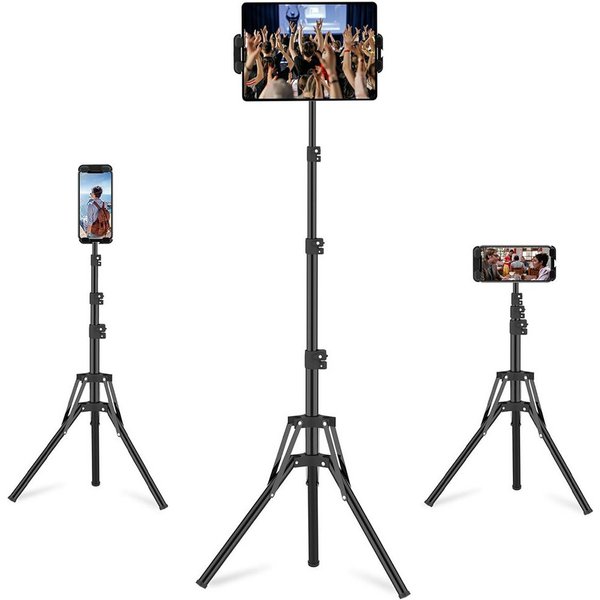 TUWENA Tablet-Halterung Tablet Halterung Stativ, Drehung Höhenverstellbar Tablet Bodenständer, (Höhenverstellbar bis 65” für iPad,iPhone und Alle 4,5-12.9 Zoll 