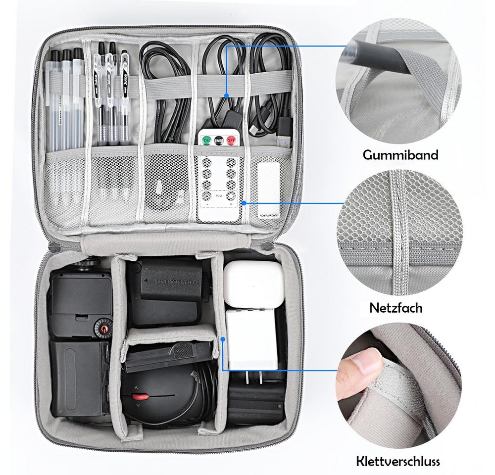 TUWENA Taschenorganizer Kabeltasche, ReiseKabel Organizer Große Wasserdichten organisator, Multifunktional tasche für Kabel Ladegerät Handy Festplatten Powerban – Bild 4 von 5