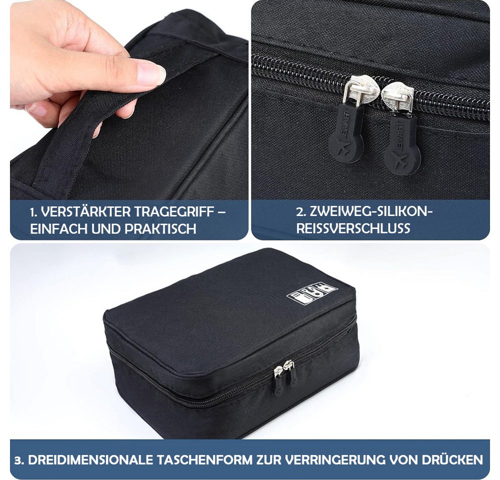 TUWENA Taschenorganizer Kabeltasche, ReiseKabel Organizer Große Wasserdichten organisator, Multifunktional tasche für Kabel Ladegerät Handy Festplatten Powerban – Bild 3 von 5