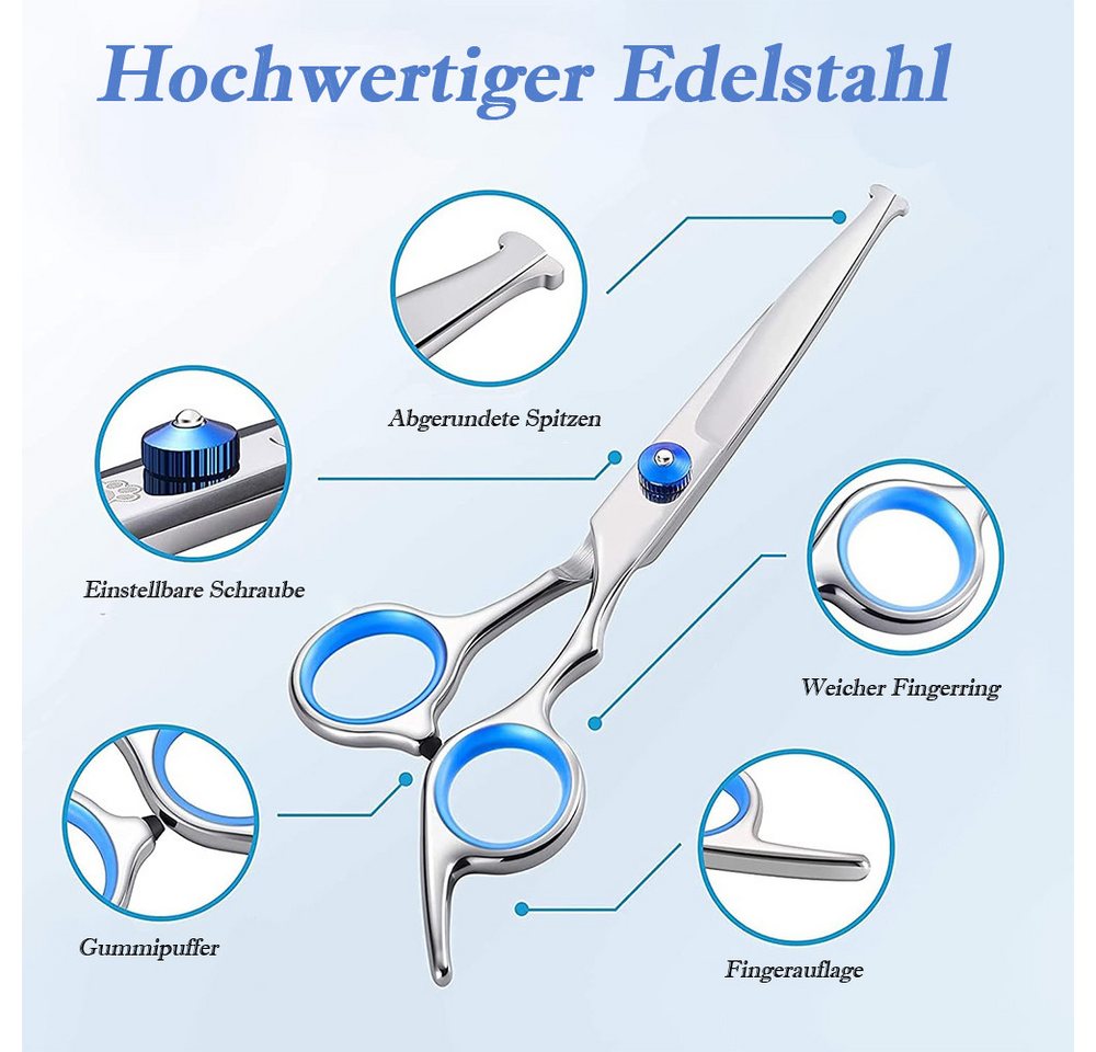 TUWENA Tierhaarentferner Hundeschere Set mit Runder Sicherheitsspitze, Fellschere Hunde Set, Edelstahl Katze Fellpflege Schere für Fellpflege Hund Katze Haustie – Bild 3 von 5