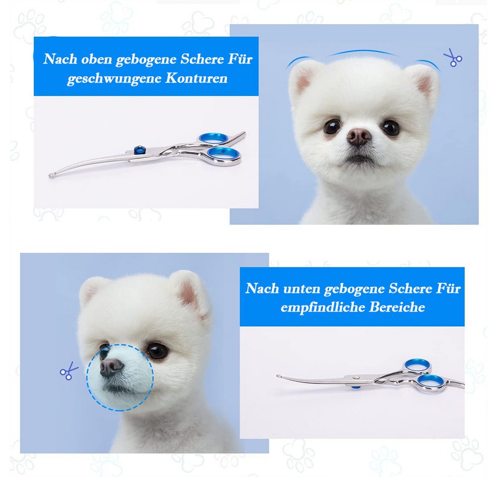 TUWENA Tierhaarentferner Hundeschere Set mit Runder Sicherheitsspitze, Fellschere Hunde Set, Edelstahl Katze Fellpflege Schere für Fellpflege Hund Katze Haustie – Bild 5 von 5
