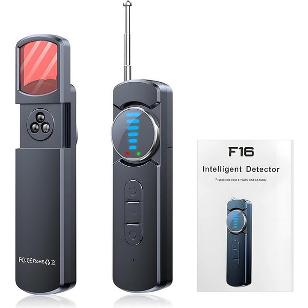 TUWENA Überwachungskamera Wanzen Detector mit LED, Hidden Camera Detector, GPS Tracker Detektor (Anti Aufnahme Detektoren für Hotel Heim Büro, 360°-Infrarot-Erk