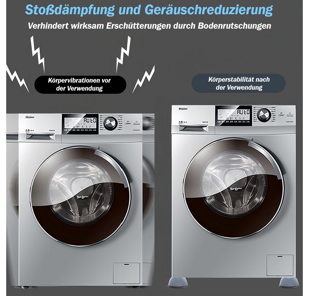 TUWENA Vibrationsdämpfer 4 Stück Anti Vibration Waschmaschine Füße, Universal Antirutschmatte, Vibration Dämpfer Pads für Waschmaschine/Trockner/Möbel – Bild 3 von 5