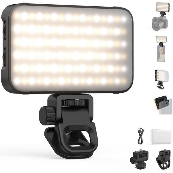 TUWENA Videoleuchte Selfie Licht, Clip-On-Licht mit Soft-Diffusor & integriertem Ständer, Für Computer Webcam, Laptop, Zoom Videokonferenzen, Make up Fotografie