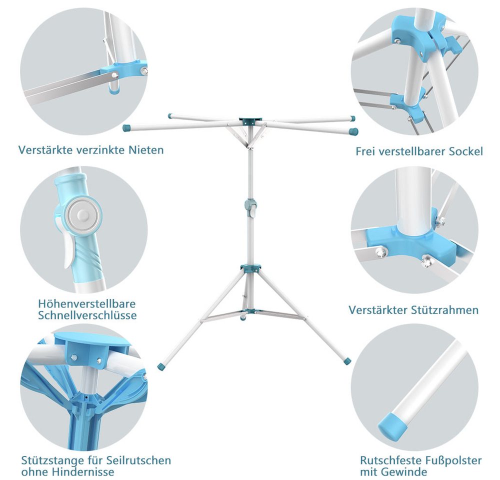 TUWENA Wäscheständer Wäscheständer Klappbarer, Standtrockner Wäscheständer mit 4 Flügeln – Bild 3 von 5