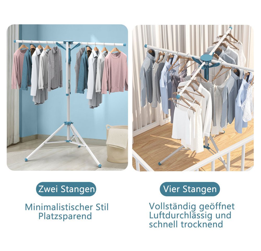 TUWENA Wäscheständer Wäscheständer Klappbarer, Standtrockner Wäscheständer mit 4 Flügeln – Bild 4 von 5