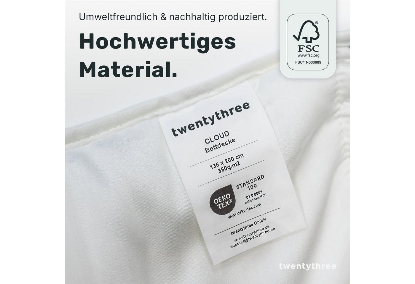twenty:three® Naturfaserbettdecke Cloud Lyocell Bettdecke, Atmungsaktiv, Ultraweich, 100% TENCEL™ Lyocell, 135 x 200 – Bild 5 von 5