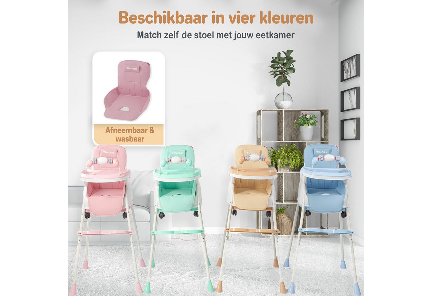 TWINKY Kinderklappstuhl Kinder-Esstuhl, 2 in 1 Hochstuhl baby, Kinderklappstuhl, 3 in 1 – Bild 5 von 5