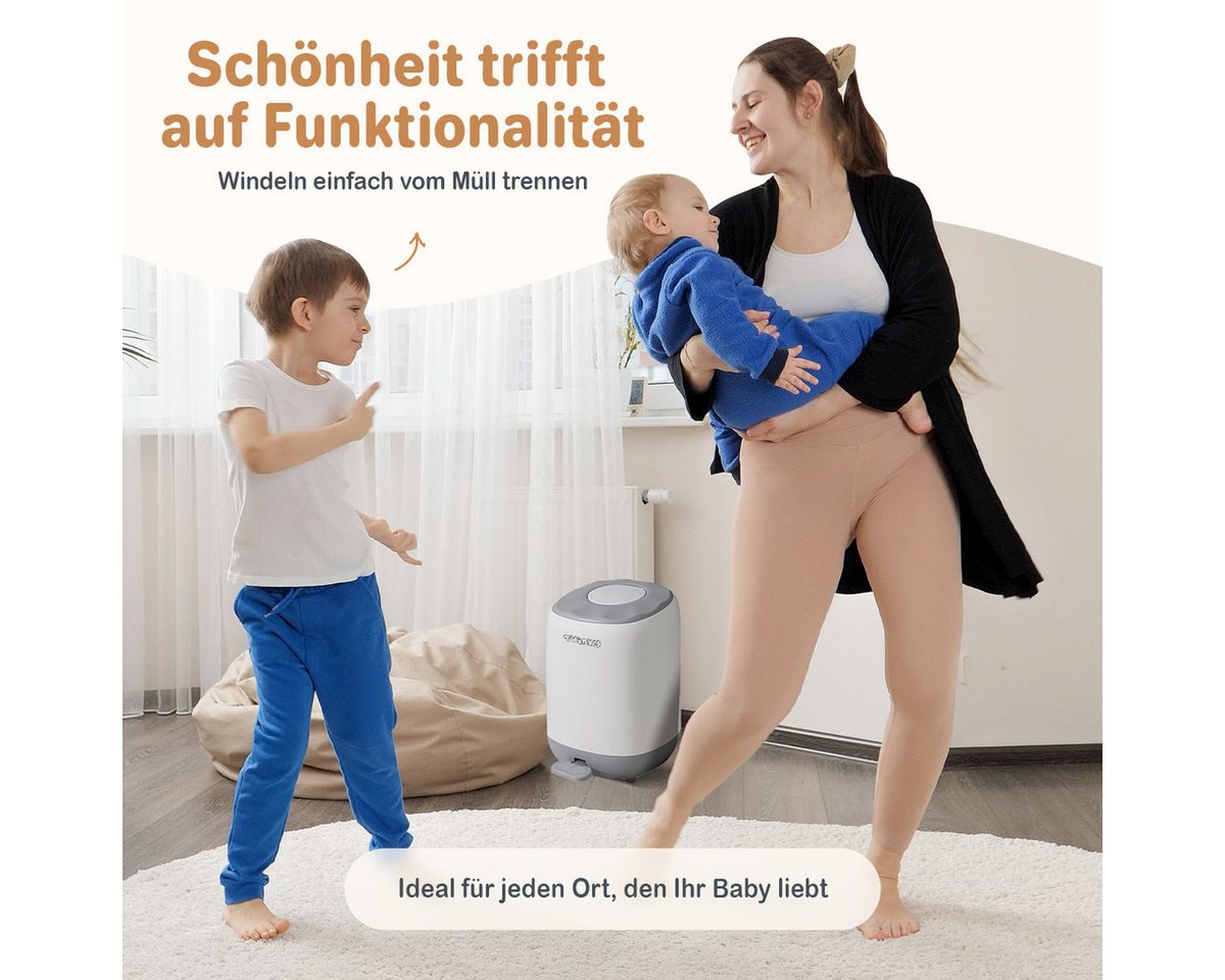 TWINKY Windeleimer mit Stufenöffner, windeleimer baby geruchsdicht, 15 Liter Fassungsvermögen, Platz für 30 Windeln, Langlebig – Bild 3 von 5