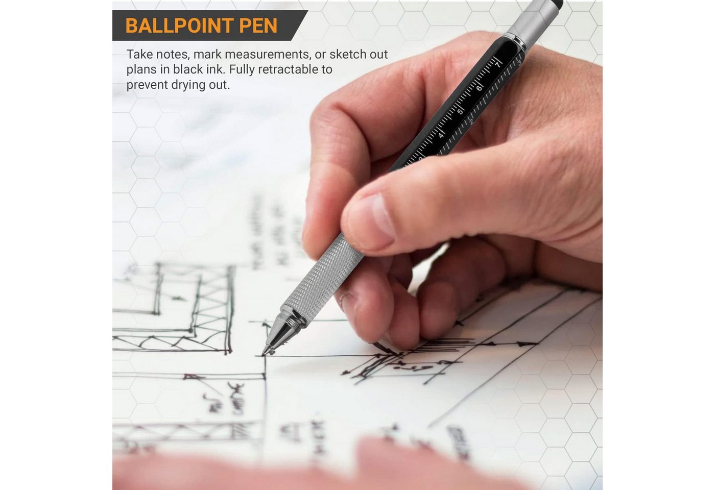 TwitFish Multitool 6-in-1 Stylus Pen mit Schraubendreher, Wasserwaage und mehr (1 Stk), (1 St) – Bild 3 von 5