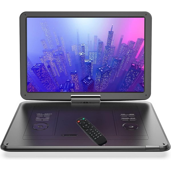 TWUFY 17,5" Tragbarer DVD-Player mit 15,6" großem HD-Display Portabler DVD-Player (Unterstützt USB/TF-Karte/Sync-TV/Projektor-Bildschirm)