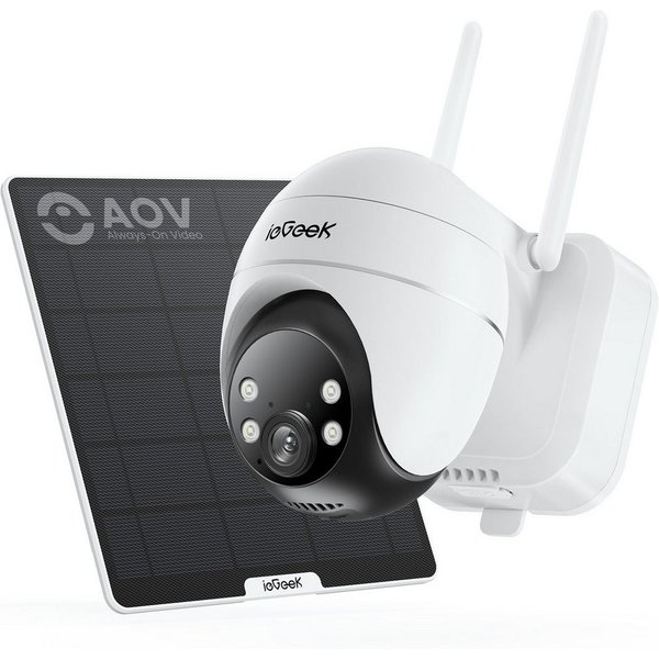 TWUFY Überwachungskamera ieGeek 24/7 AOV Überwachungskamera Aussen mit Auto-Tracking (Outdoor, Außenbereich, außen, Aussen, 5W Solarpanel & 9000mAh Akku, 30m Fa