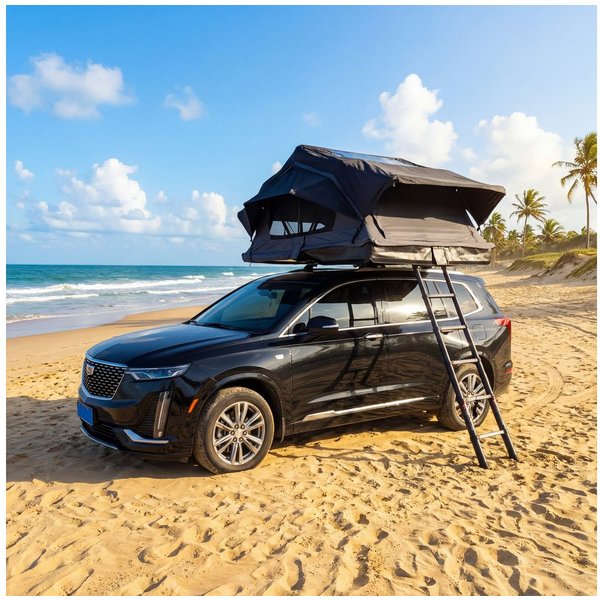 TZIpower Dachzelt Autodachzelt Grau/Schwarz Softcase Dachzelt 2 Größen opt. Sonnensegel, Personen: 4