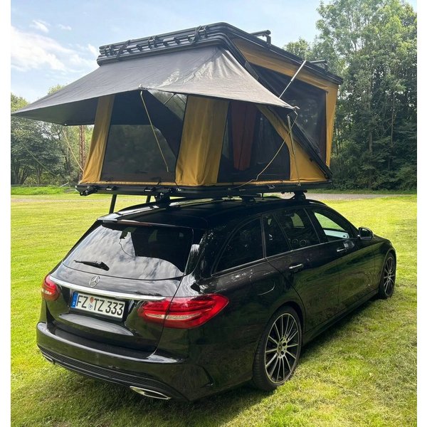 TZIpower Dachzelt Z-Fold Dachzelt Hardcase Aluminium Autodachzelt Grau oder Khaki Zelt, Personen: 2