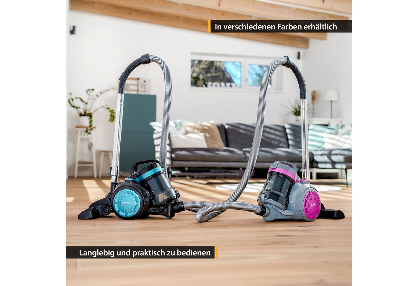 TZS FIRST AUSTRIA Bodenstaubsauger, 800 W, Beutellos, Sauger für Hart- und Teppichböden, 4,8m Kabellänge – Bild 3 von 5