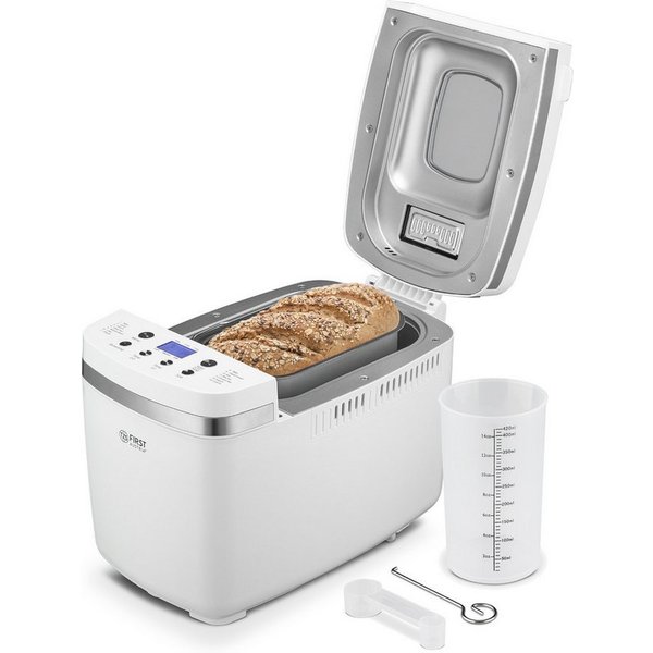 TZS FIRST AUSTRIA Brotbackautomat 900g oder 1350g, 850W, Timer, Abschaltautomatik, Display, 14 Programme, 0 W, Brotbackautomat, 2 Knethaken, Antihaftbeschichtet