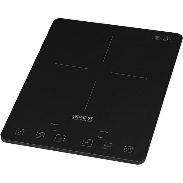 TZS FIRST AUSTRIA Einzelkochplatte 2000W, Induktionskochplatte, 10 Temperaturstufen & Timer, Slim Design, Kindersicherung, Überhitzungsschutz, digitale Steuerun