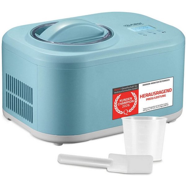TZS FIRST AUSTRIA Eismaschine 1L, 100W, Kompressor & Kühlhaltefunktion, 60-Min Eis, 8-Std Joghurt, 1 l, 100 W, entnehmbarer 1L Eisbehälter, Eismaschine, inkl. M