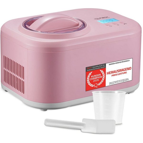 TZS FIRST AUSTRIA Eismaschine 1L, 100W, Kompressor & Kühlhaltefunktion, 60-Min Eis, 8-Std Joghurt, 1 l, 100 W, entnehmbarer 1L Eisbehälter, Eismaschine, inkl. M