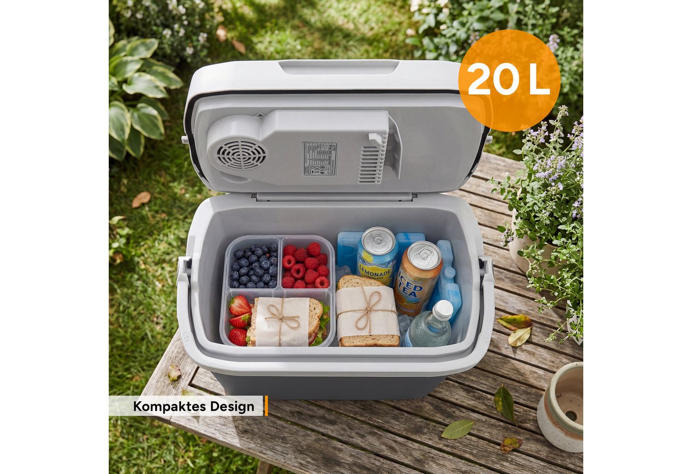 TZS FIRST AUSTRIA Elektrische Kühlbox 16L, Kühlbox, 12V /230V Anschluss, 12-V-Stecker fürs Auto, für Camping, Festivals, Reisen, mit Kühl- und Warmhaltefunktion – Bild 4 von 5