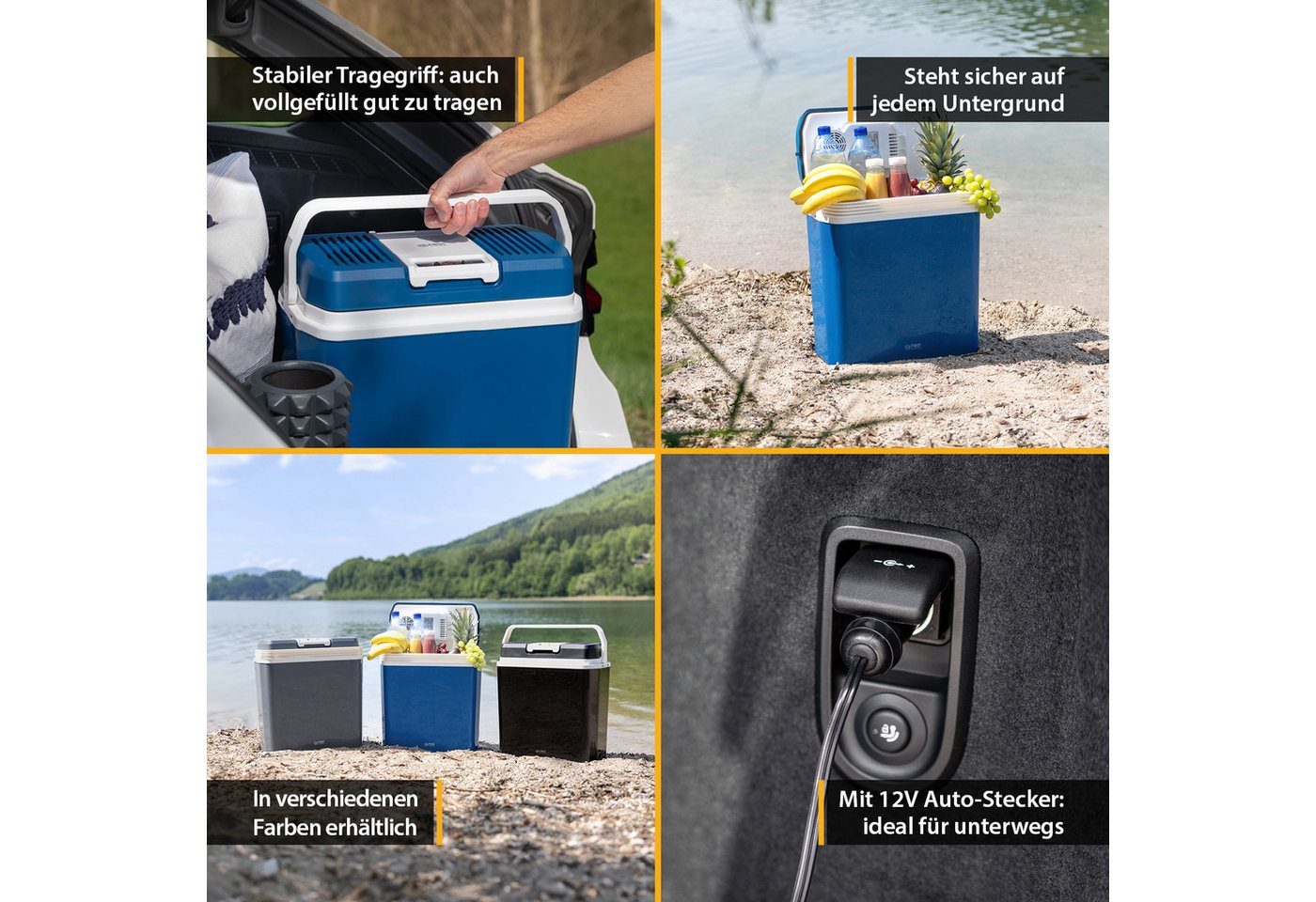 TZS FIRST AUSTRIA Elektrische Kühlbox 24L, Kühlbox, 12V /230V Anschluss, 12-V-Stecker fürs Auto, für Camping, Festivals, Reisen, mit Kühl- und Warmhaltefunktion – Bild 5 von 5