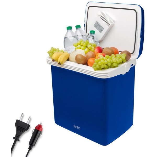 TZS FIRST AUSTRIA Elektrische Kühlbox 32L, Mini-Kühlschrank, 12V /230V Anschluss, 12-V-Stecker fürs Auto, für Camping, Festivals, Reisen, mit Kühl- und Warmhalt